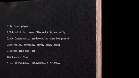 Compensato da costruzione rivestito con pellicola nera all'ingrosso da 12mm-18mm/compensato marino/pannello di compensato per casseforme con impiallacciatura di pioppo/betulla/eucalipto/legno duro